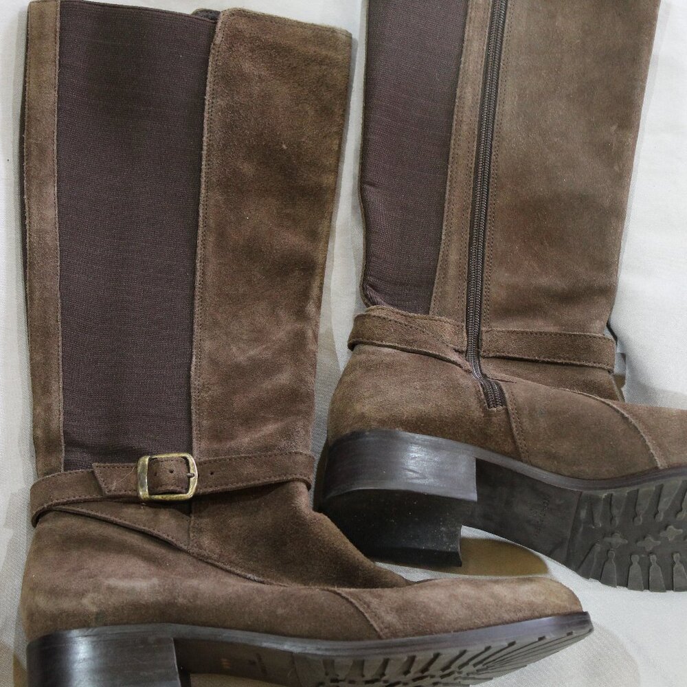 Donald J Pliner brown suede knee high boots size 10